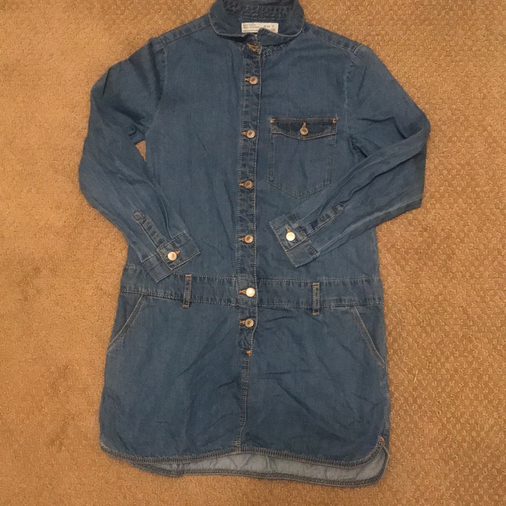 Zara girls denim oversized shirt/dress SIZE 8 EUC